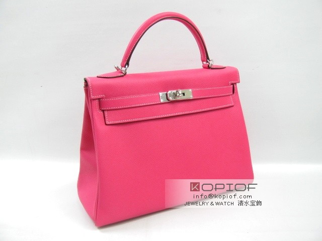 エルメス ケリー スーパーコピー32内縫 ヴォーエプソン ローズティリアン(シルバー金具) her313